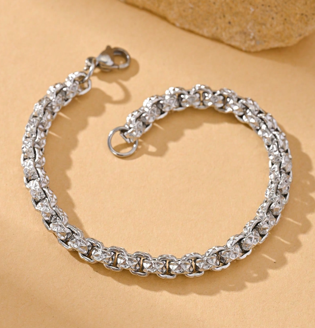 Stainless Steel Carving Diamond Patterns Bracele For Men