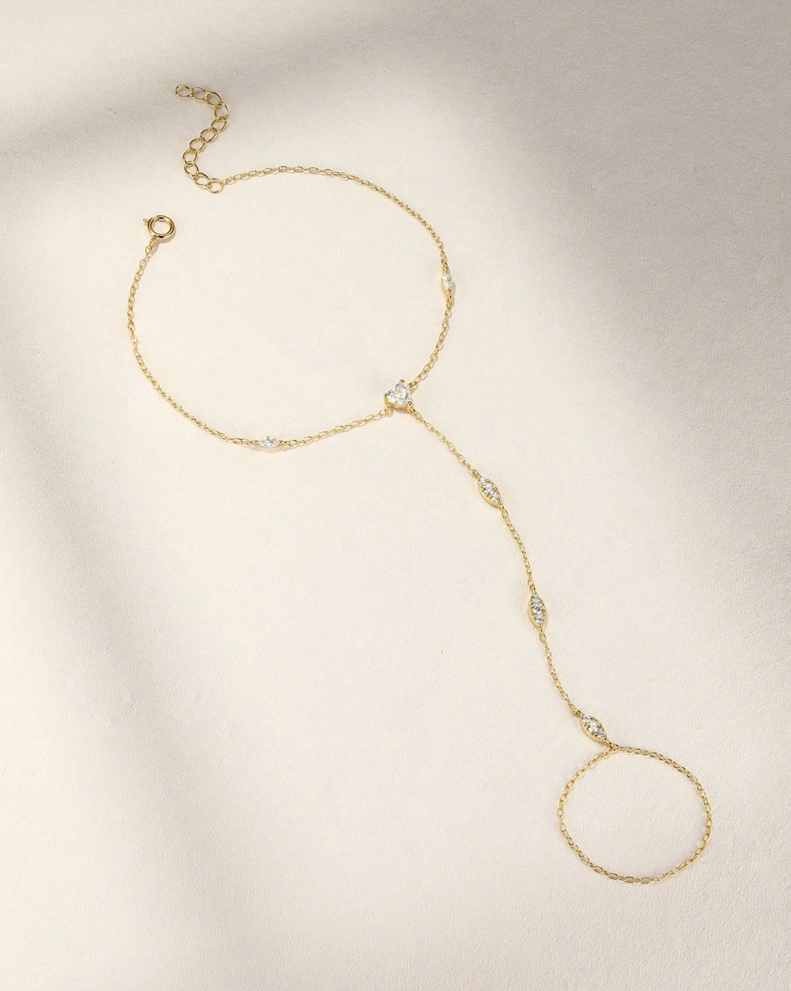 925 Sterling Silver Dainty Devil's Eye Ring Bracelet Hand Chain