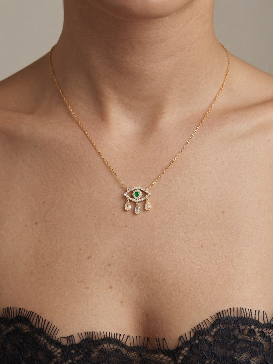 Emerald Evil Eye Necklace