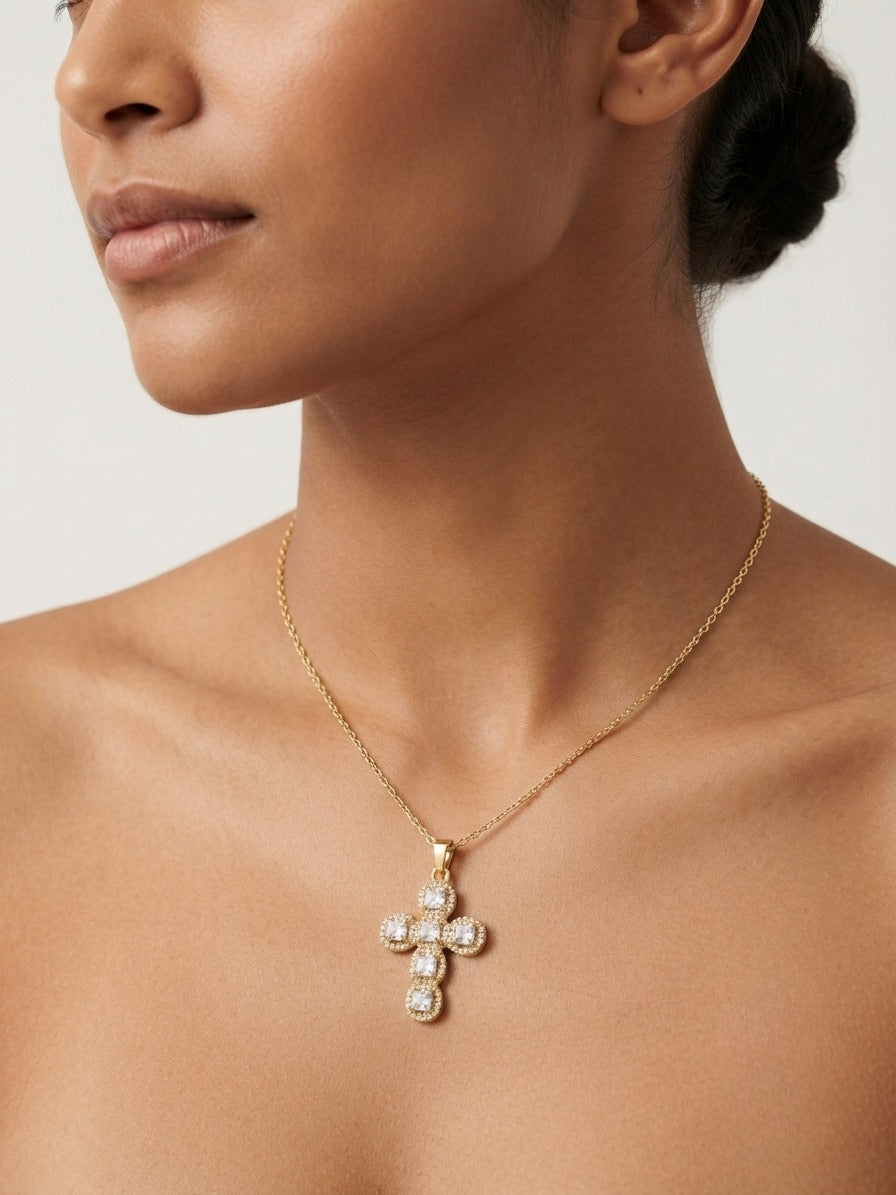 Noor Zircon Cross Necklace