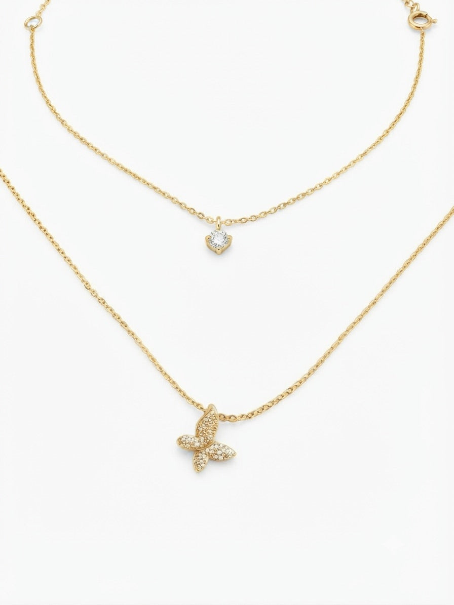Elara Butterfly Layered Necklace