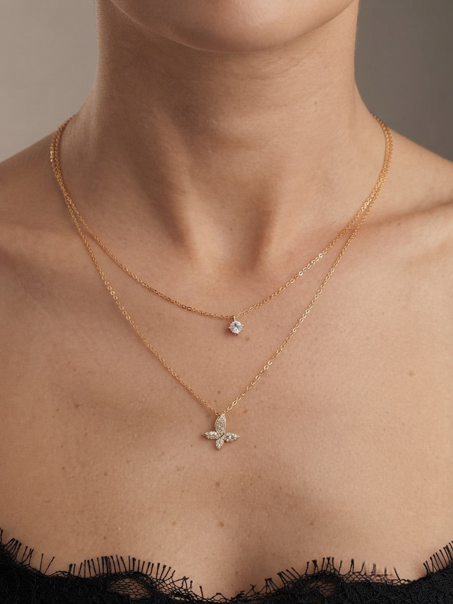 Elara Butterfly Layered Necklace