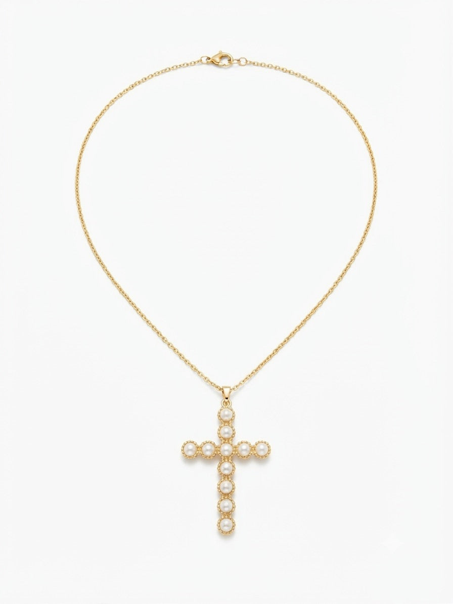 Pearl Grace Cross Necklace