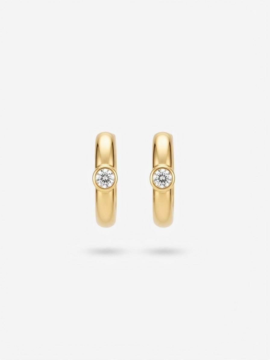 Solene Solitaire Hoop Earrings