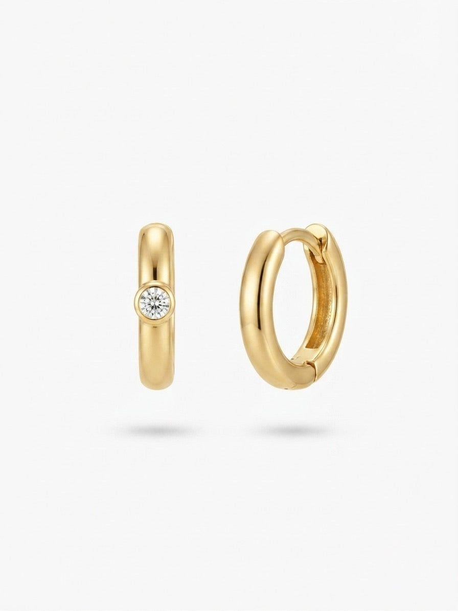Solene Solitaire Hoop Earrings