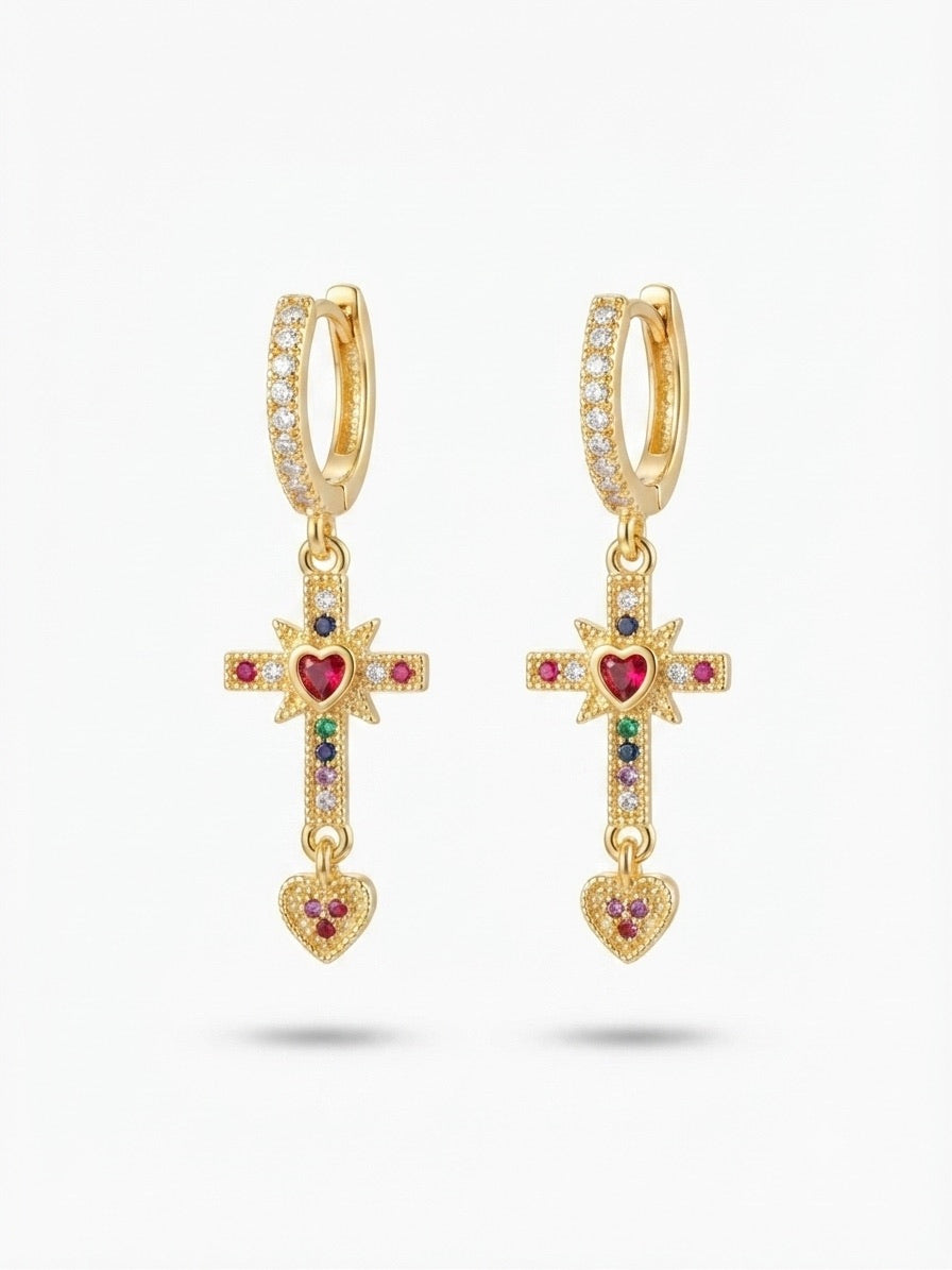Seraphina Cross Drop Earrings