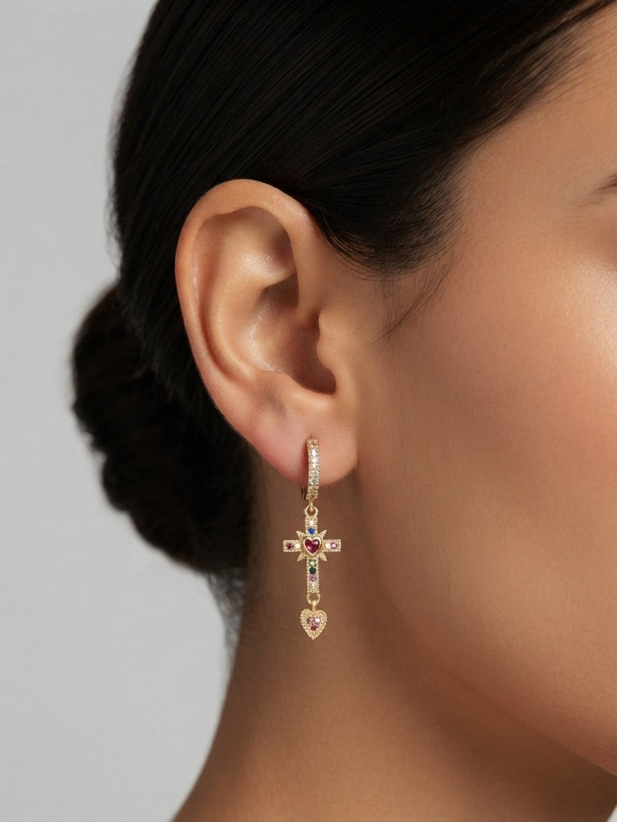 Seraphina Cross Drop Earrings