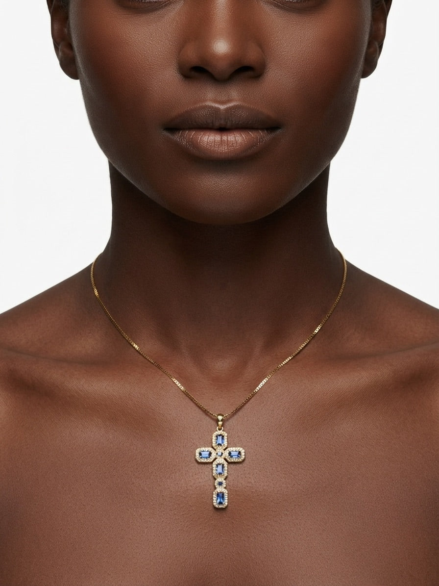 Azure Cross Necklace