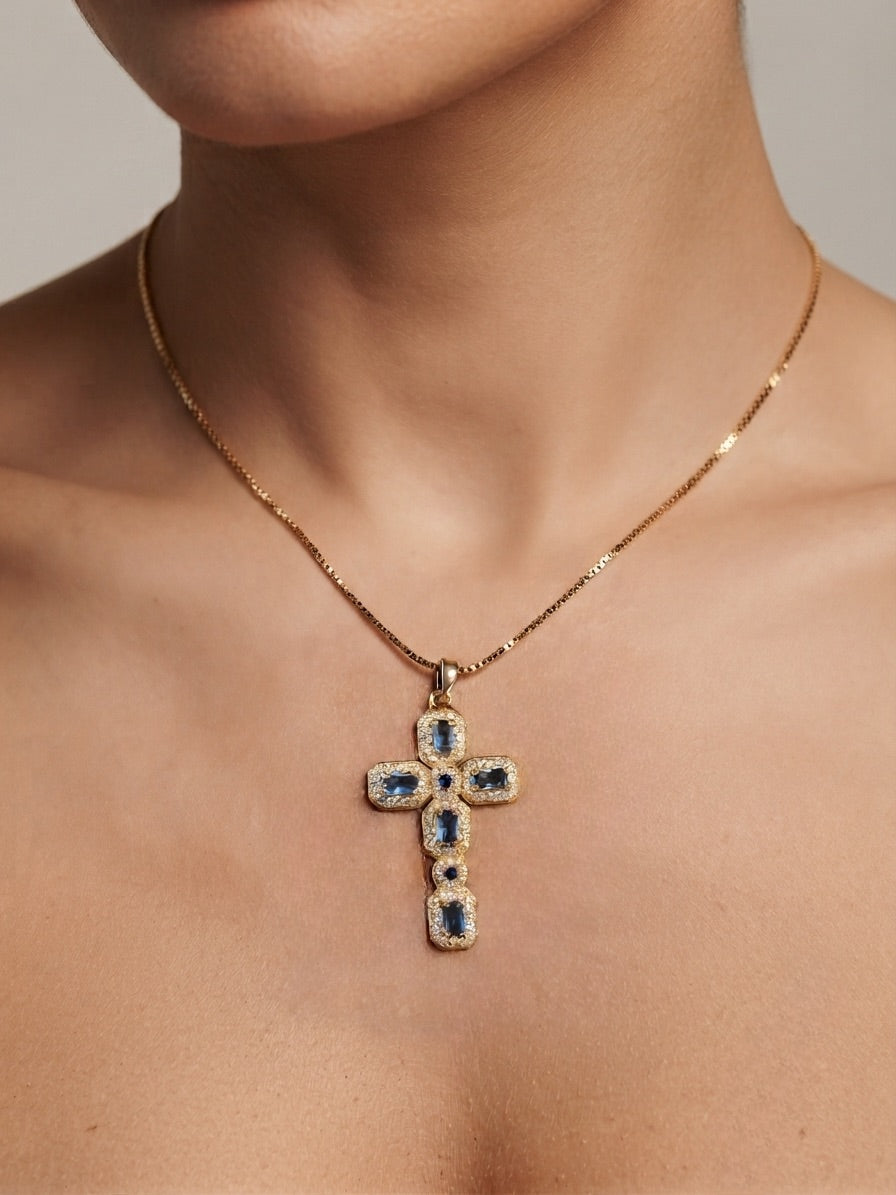Azure Cross Necklace