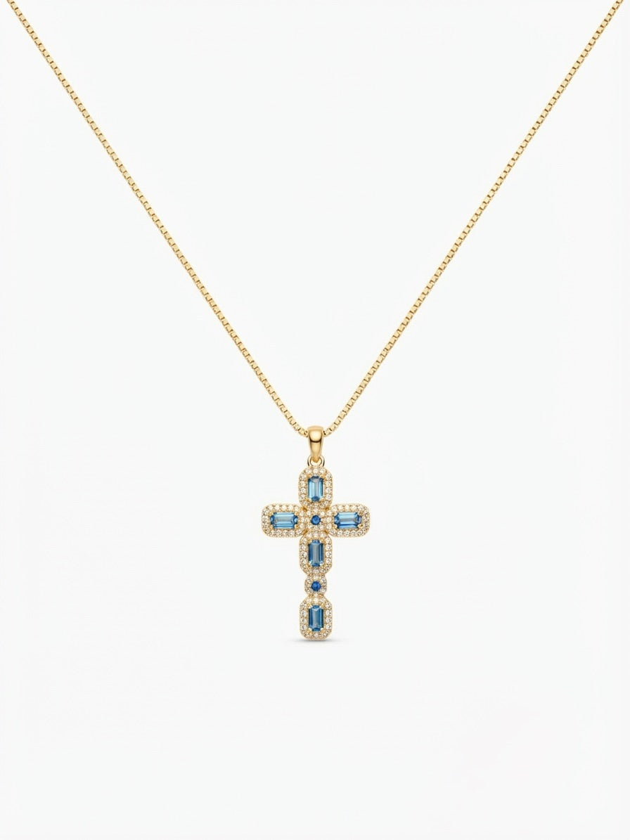 Azure Cross Necklace